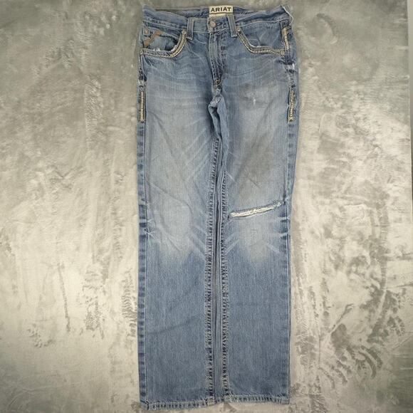 Distressed Ariat M5 Straight Fit Straight Leg Denim Jeans Size 31/36 - Picture 2 of 8